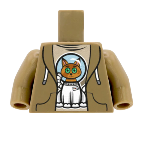 Astronaut Cat Tee Under Hoodie - Custom Design Minifigure Torso