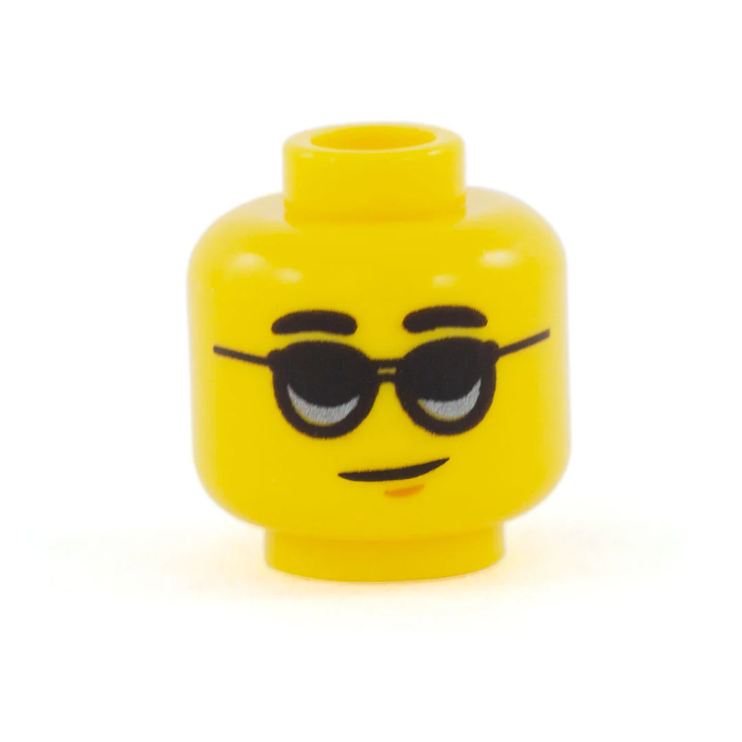 Black Shades Smirk (Yellow Skin Tone) - LEGO Minifigure Head