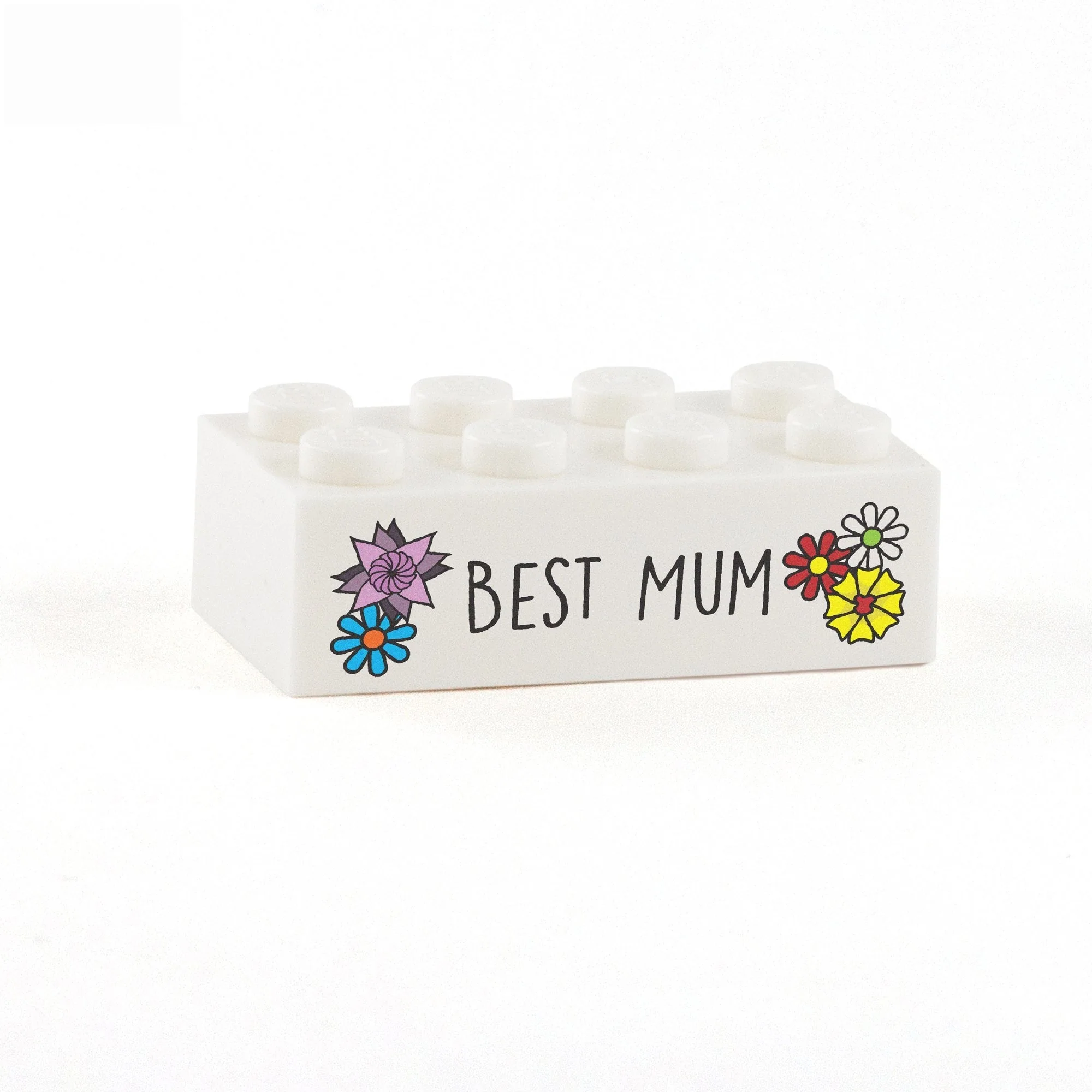 Colourful Flowers Best Mum Display Brick - Custom Printed 2 x 4 Brick