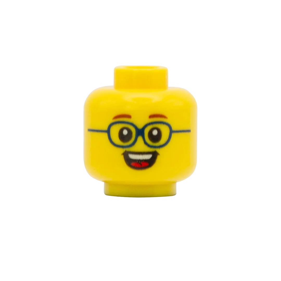 Dark Blue Glasses Happy - LEGO Minifigure Head