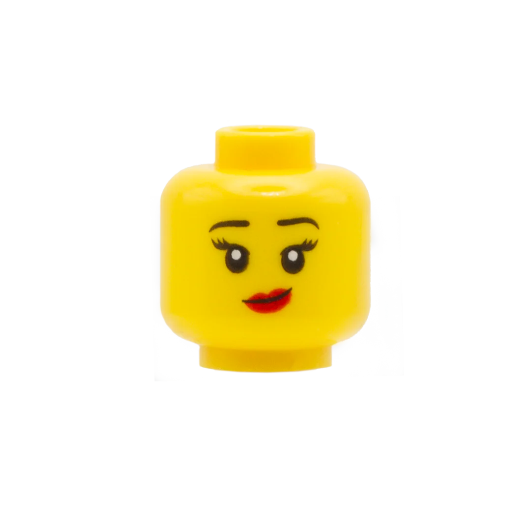Big Grin / Raised Closed Smile with Red Lipstick - LEGO Minifigure Head - Image 2
