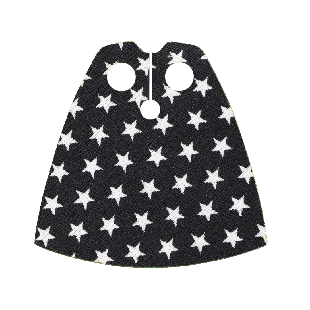 Black and White Starry Cape - Custom Cloth Minifigure Accessory