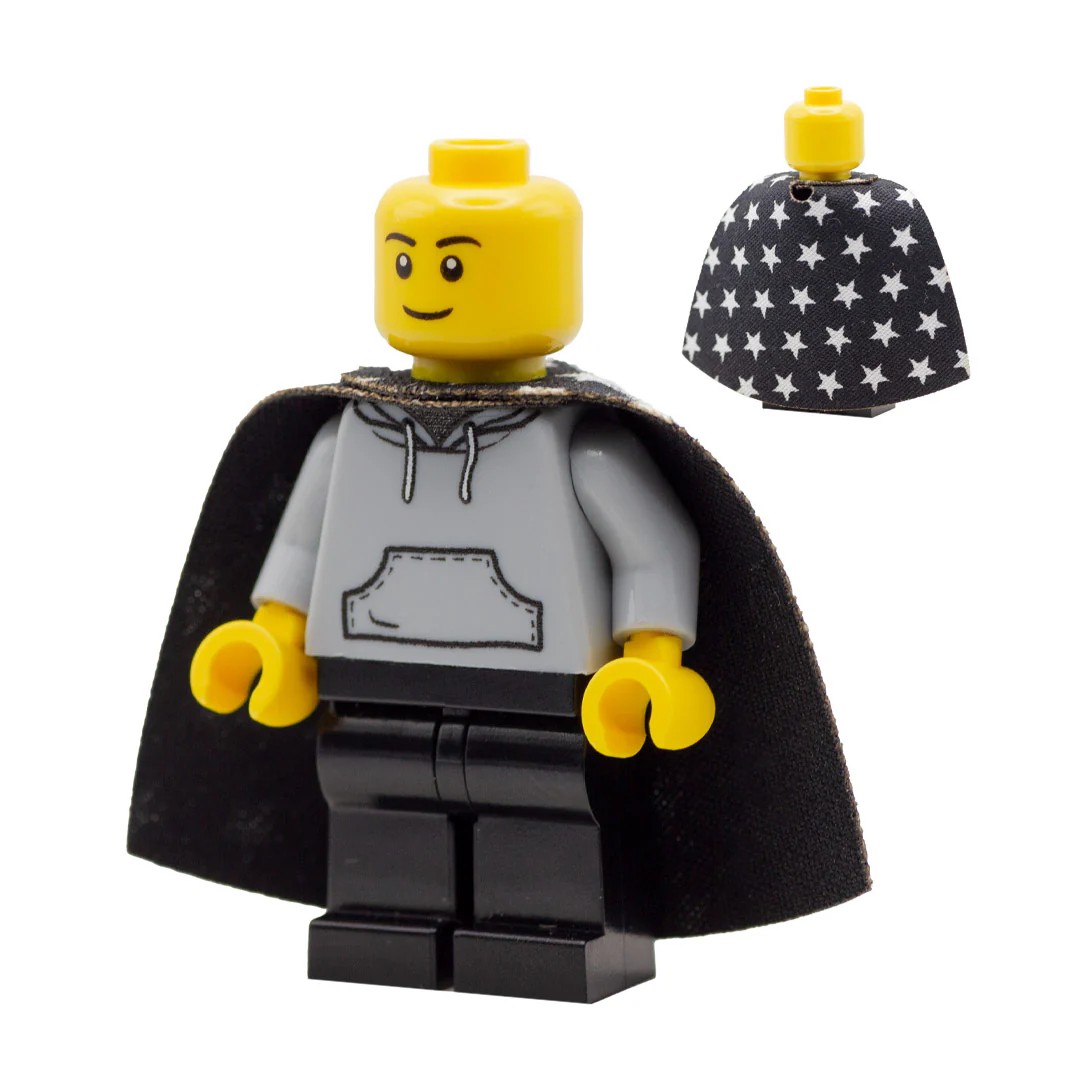 Black and White Starry Cape - Custom Cloth Minifigure Accessory - Image 2