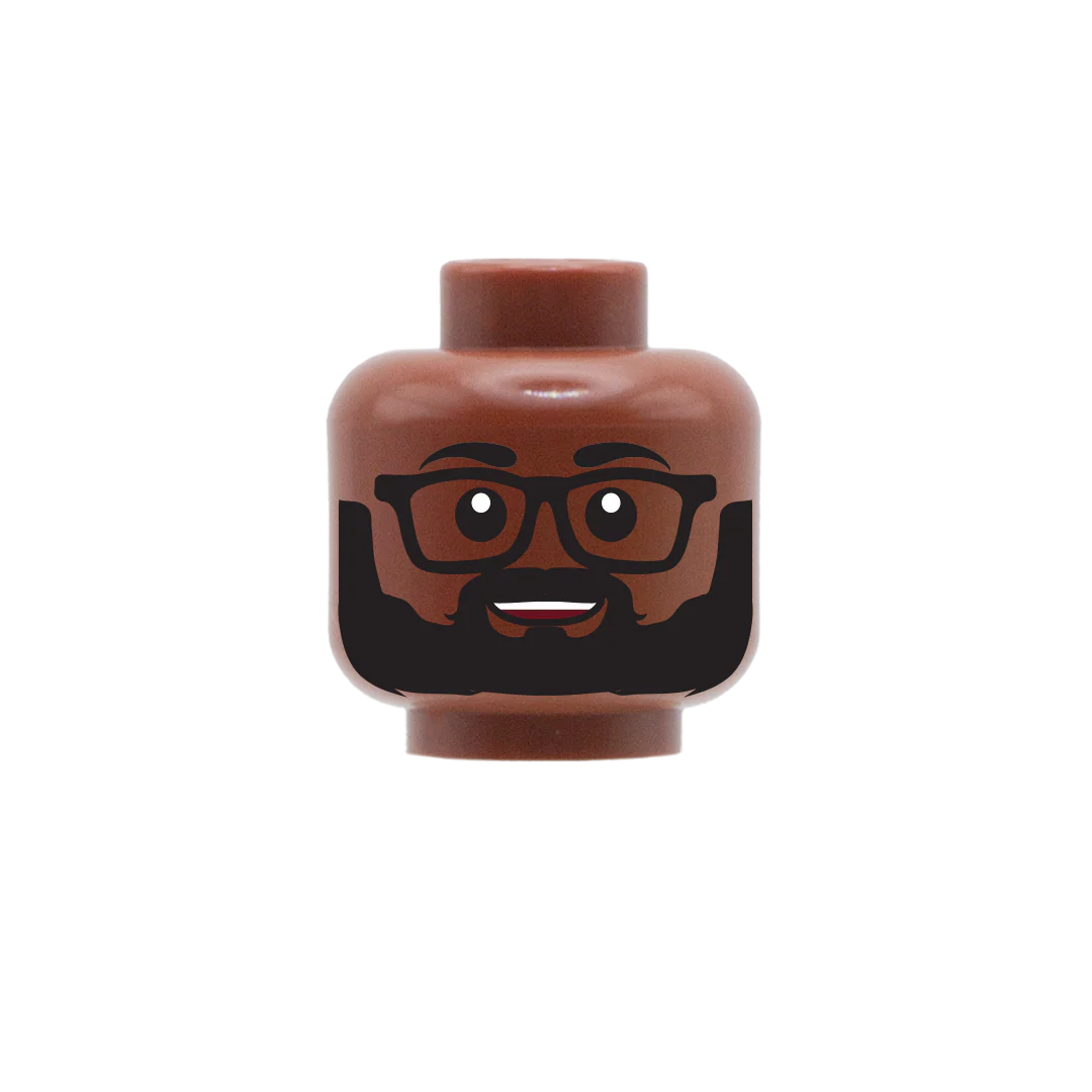 Black Beard Glasses Cute Smile - Custom Printed Minifigure Head - Image 6