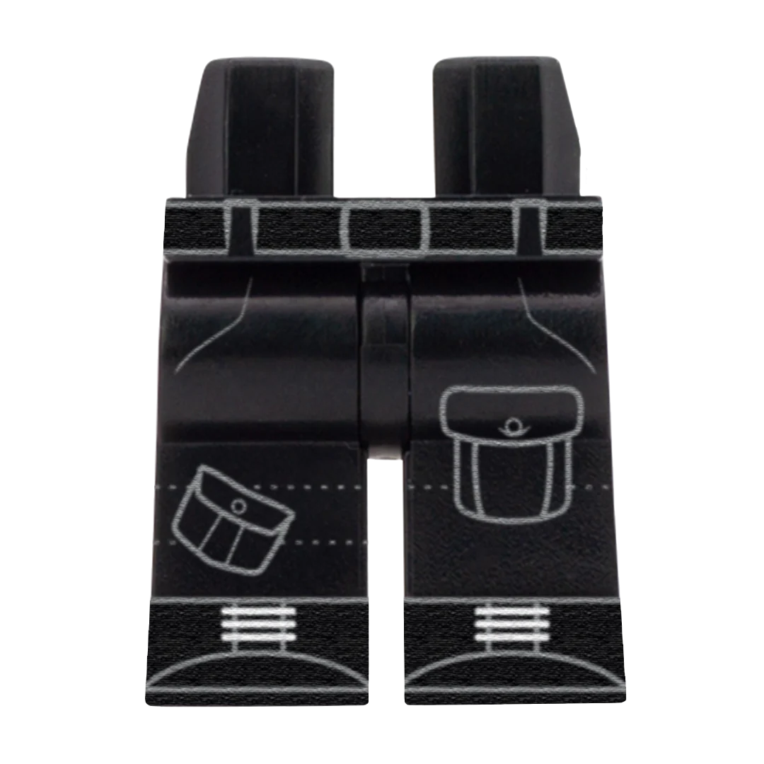 Black Cargo Pants - Custom Printed Minifigure Legs