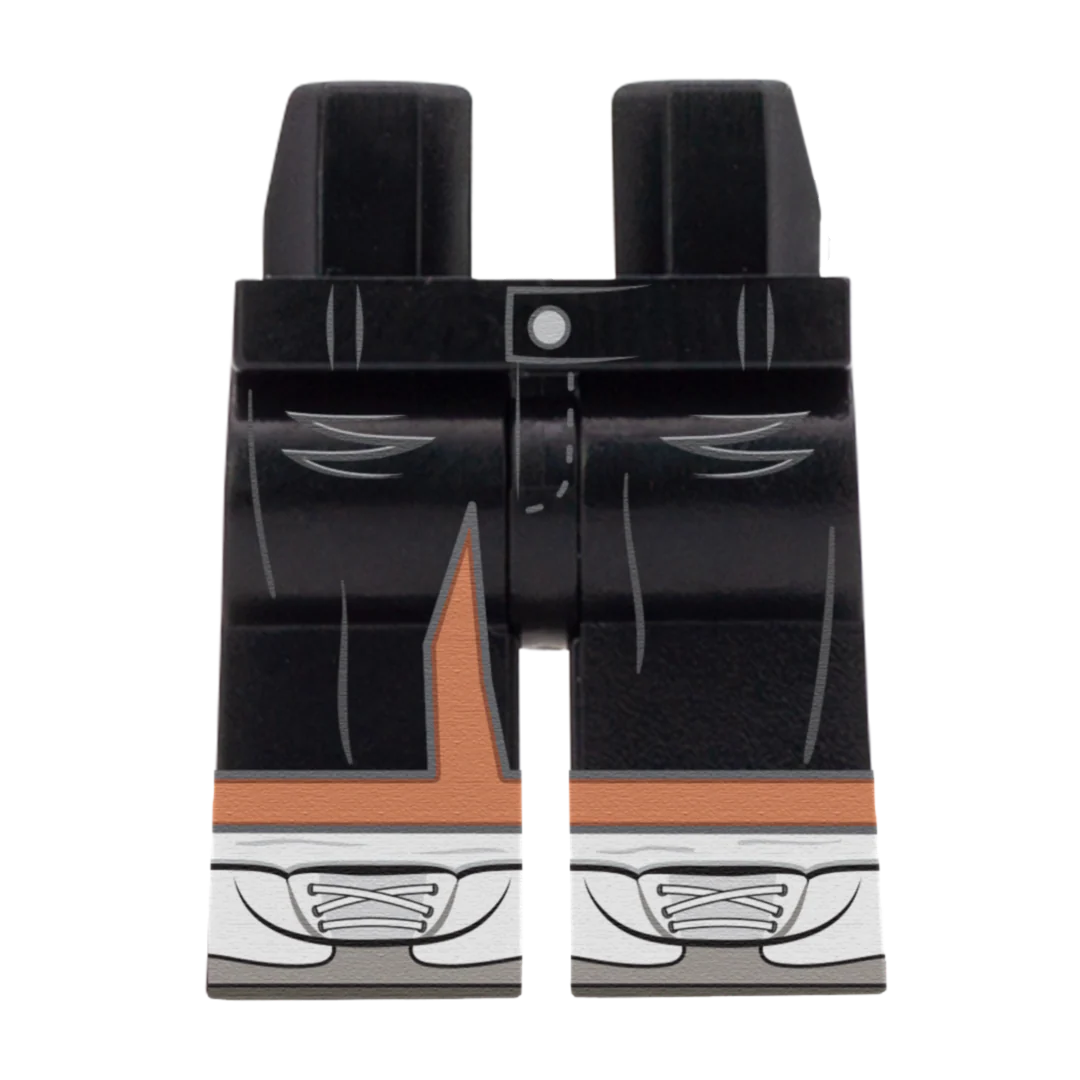 Black Midi Denim Skirt (Various Skin Tones) - Printed Minifigure Legs - Image 3