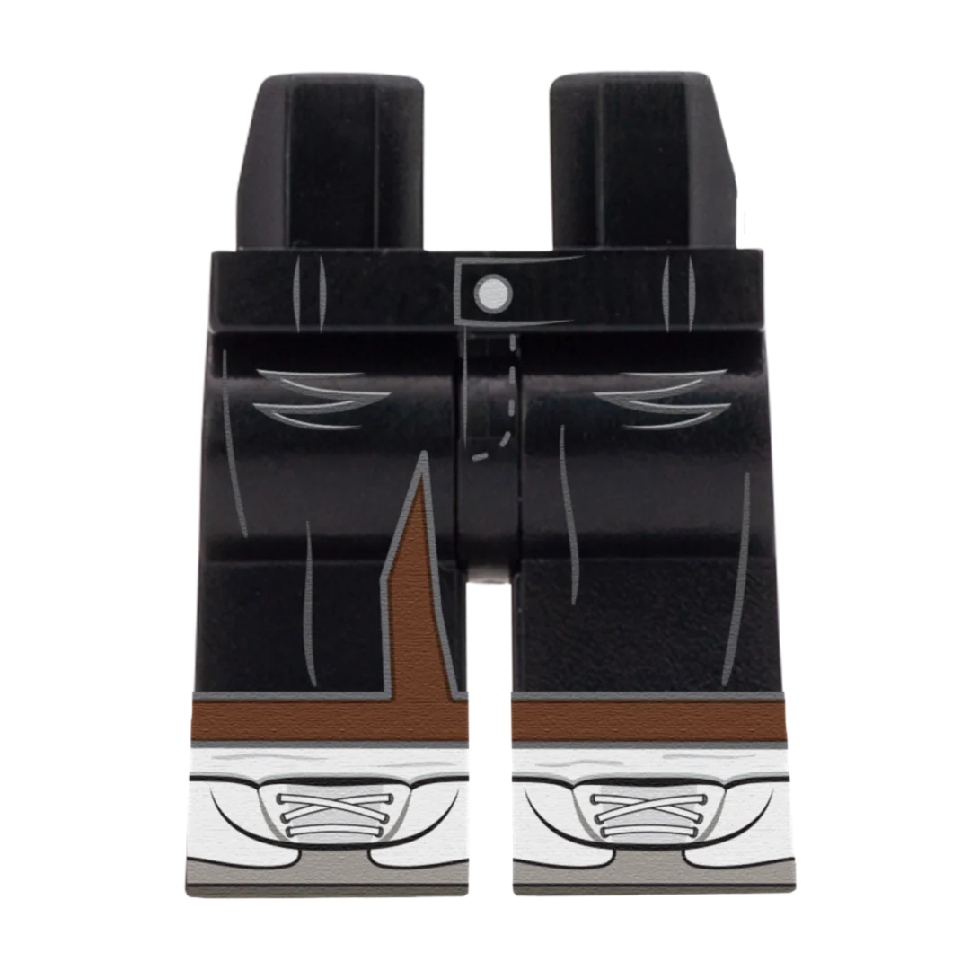 Black Midi Denim Skirt (Various Skin Tones) - Printed Minifigure Legs - Image 5
