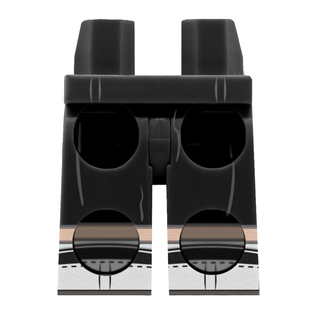 Black Midi Denim Skirt (Various Skin Tones) - Printed Minifigure Legs - Image 7
