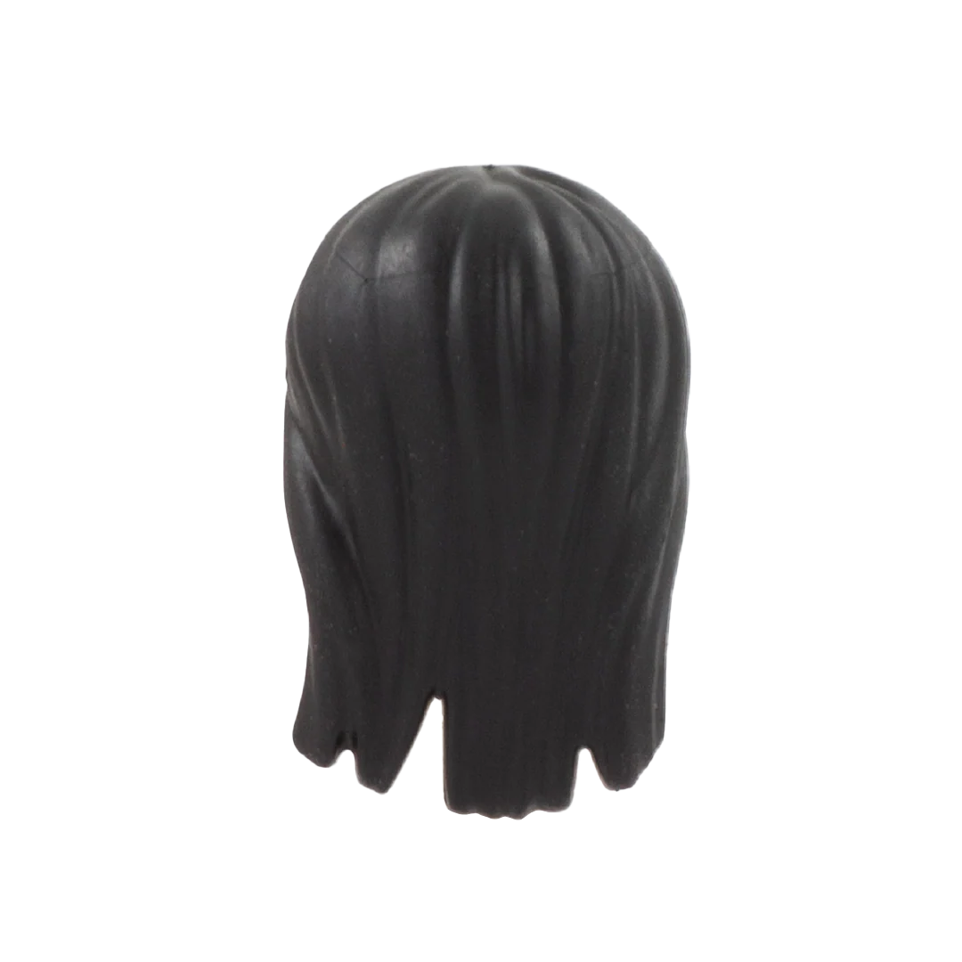 Black Long, Centre Parted - LEGO Minifigure Hair - Image 2