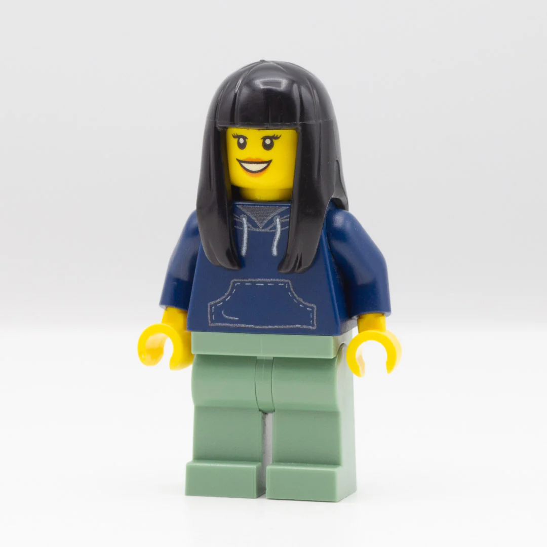 Black Over Shoulders, Blunt Fringe - LEGO Minifigure Hair - Image 4