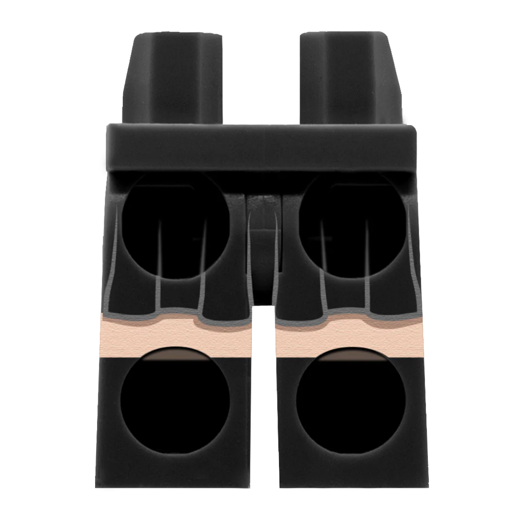 Black Skirt and Black Shoes (Various Skin Tones) - Printed Minifigure Legs - Image 7