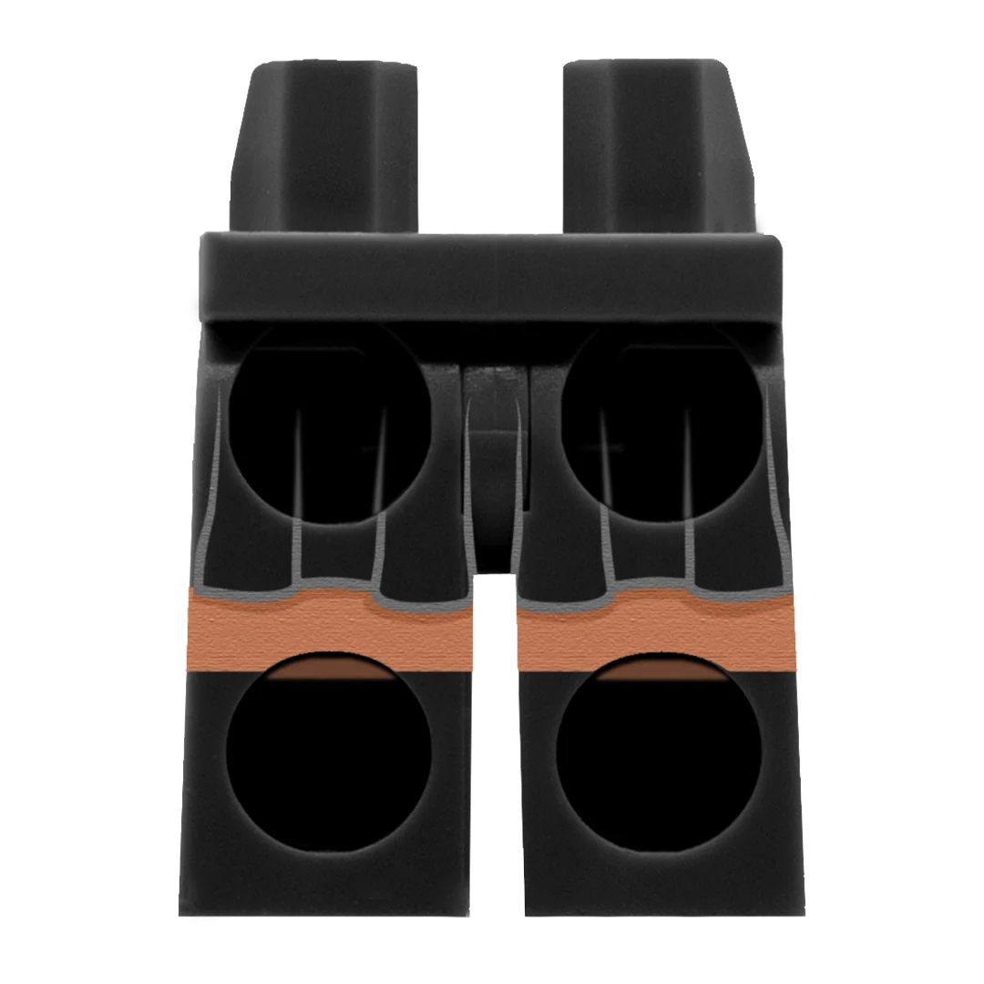 Black Skirt and Black Shoes (Various Skin Tones) - Printed Minifigure Legs - Image 8