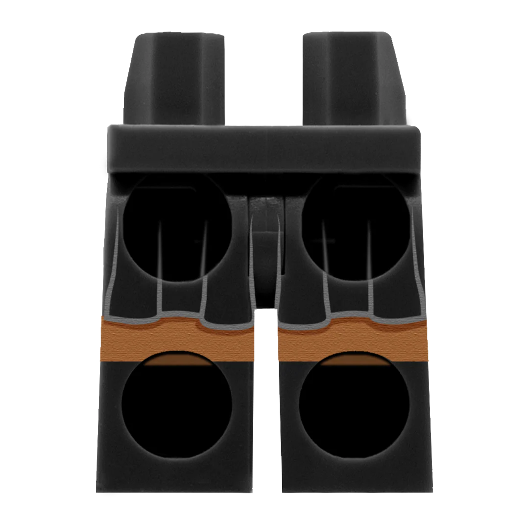 Black Skirt and Black Shoes (Various Skin Tones) - Printed Minifigure Legs - Image 9