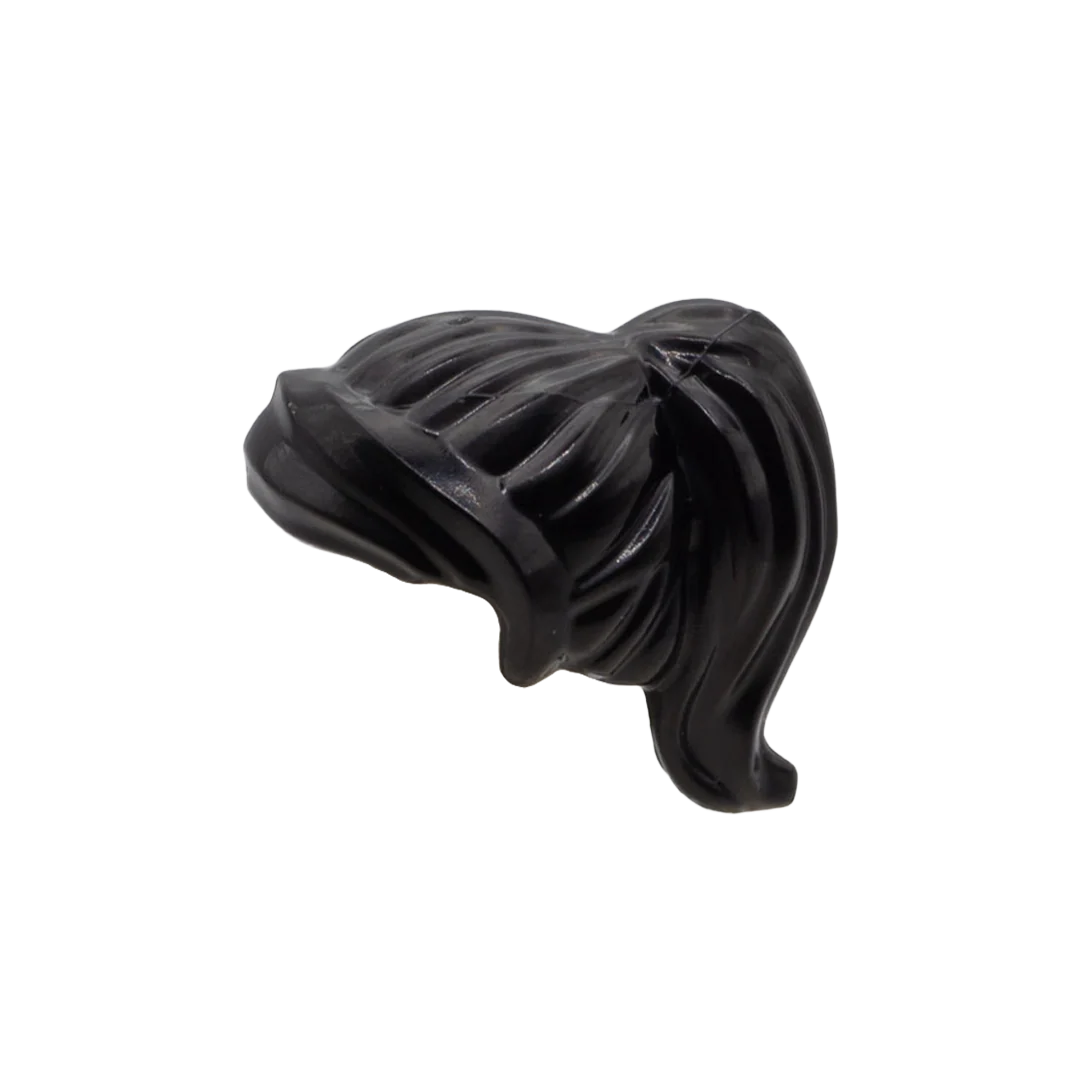 Black Ponytail, Swept Fringe - LEGO Minifigure Hair - Image 3