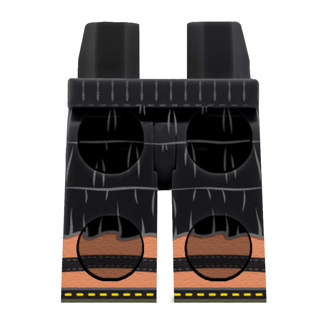 Black Tiered Skirt (Various Skin Tones) - Printed Minifigure Legs - Image 8