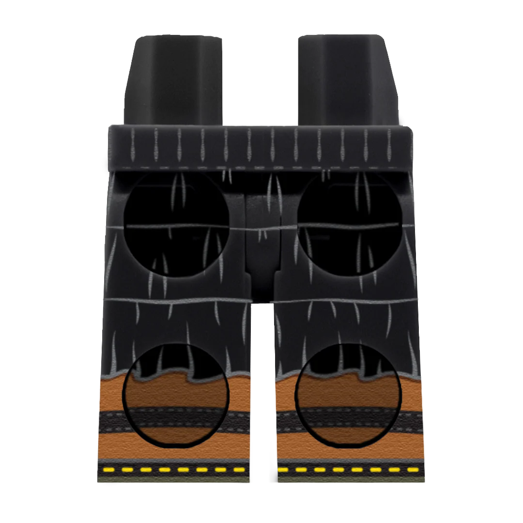 Black Tiered Skirt (Various Skin Tones) - Printed Minifigure Legs - Image 9