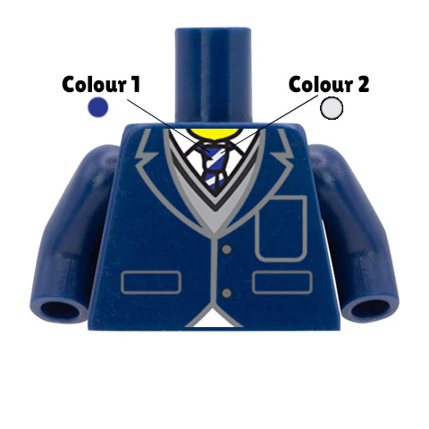 Blazer, Jumper and Striped Tie - Custom Design Minifigure Torso