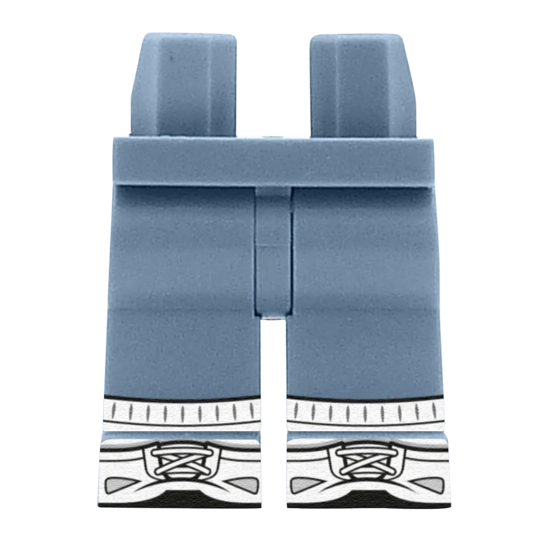 Blue Grey Trousers With White Socks - Custom Printed Minifigure Legs