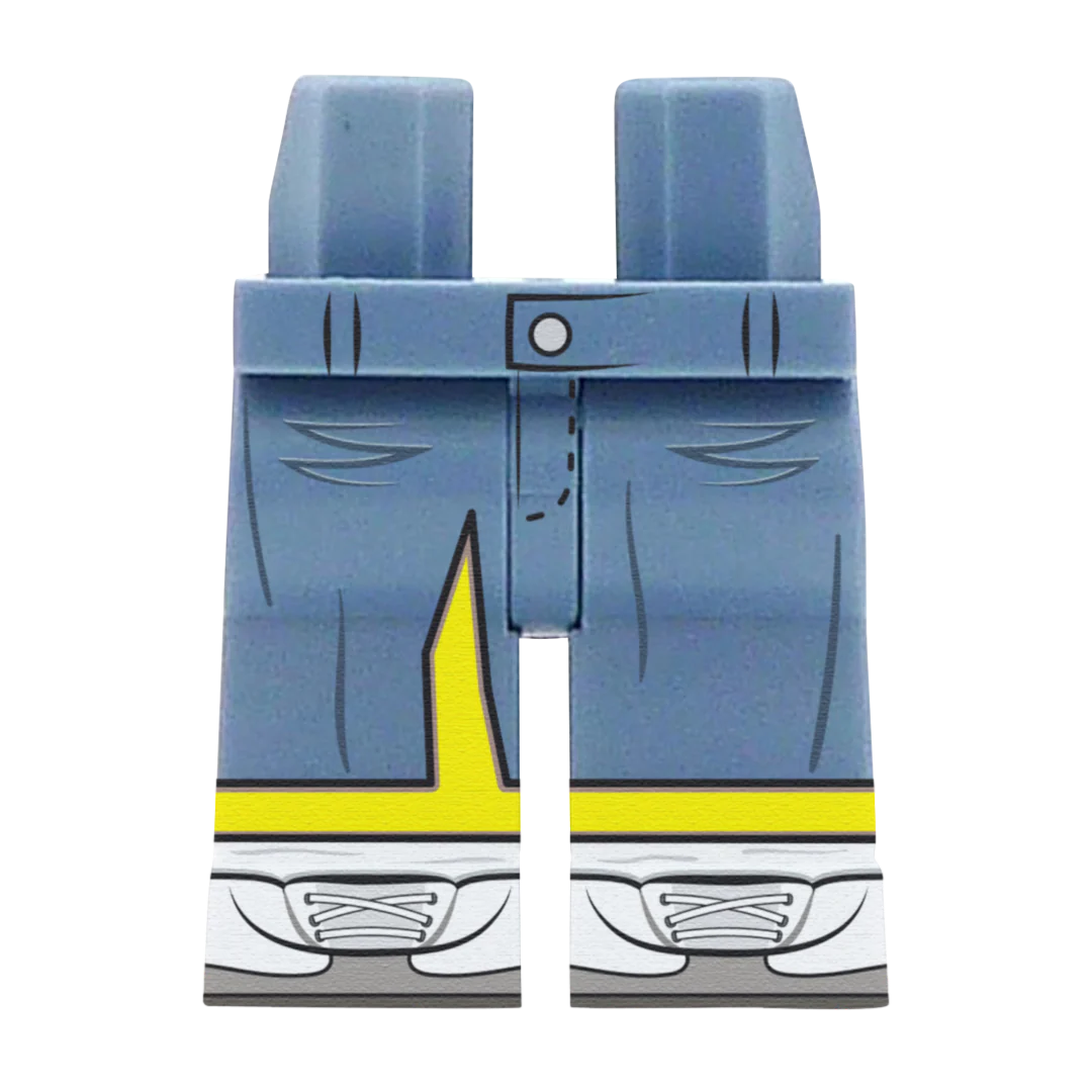 Blue Grey Midi Denim Skirt (Various Skin Tones) - Printed Minifigure Legs