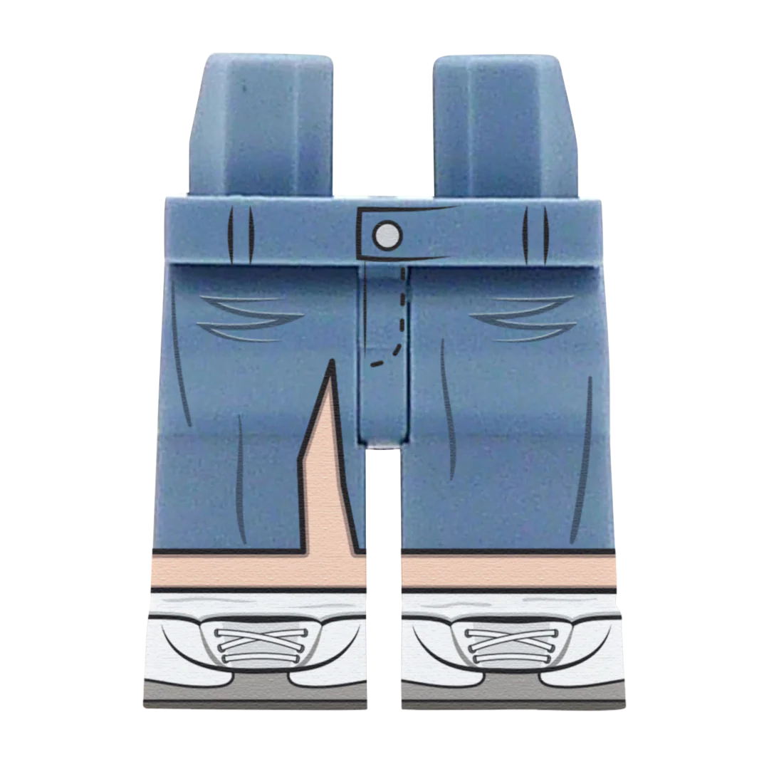 Blue Grey Midi Denim Skirt (Various Skin Tones) - Printed Minifigure Legs - Image 2