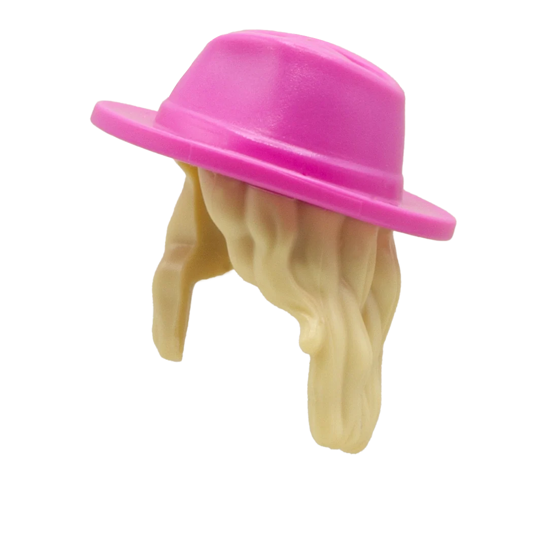 Blonde with Pink Hat - LEGO Minifigure Hair & Hat - Image 2
