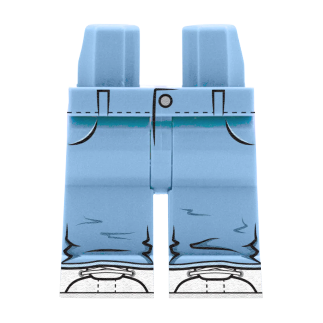 Bright Light Blue Baggy Jeans - Custom Printed Minifigure Legs