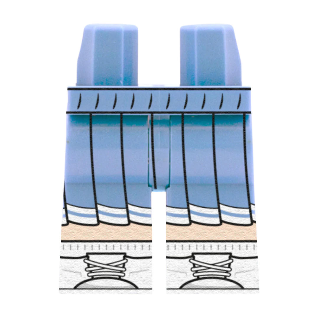 Bright Light Blue Cheerleader Skirt (Various Skin Tones) - Printed Minifigure Legs - Image 2