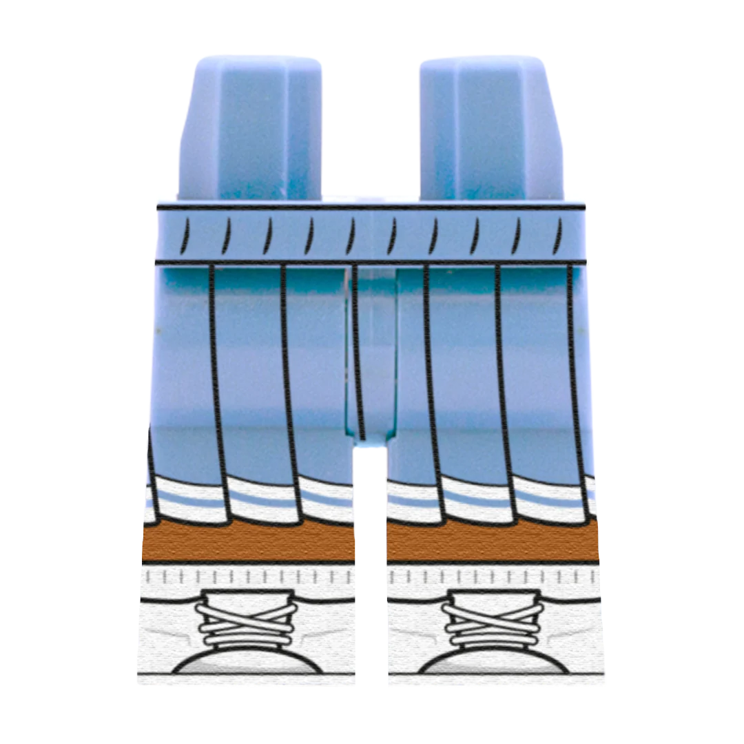 Bright Light Blue Cheerleader Skirt (Various Skin Tones) - Printed Minifigure Legs - Image 4