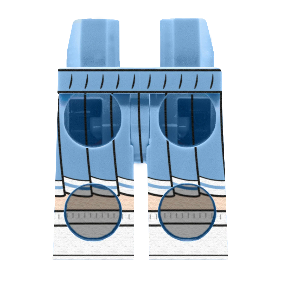 Bright Light Blue Cheerleader Skirt (Various Skin Tones) - Printed Minifigure Legs - Image 7