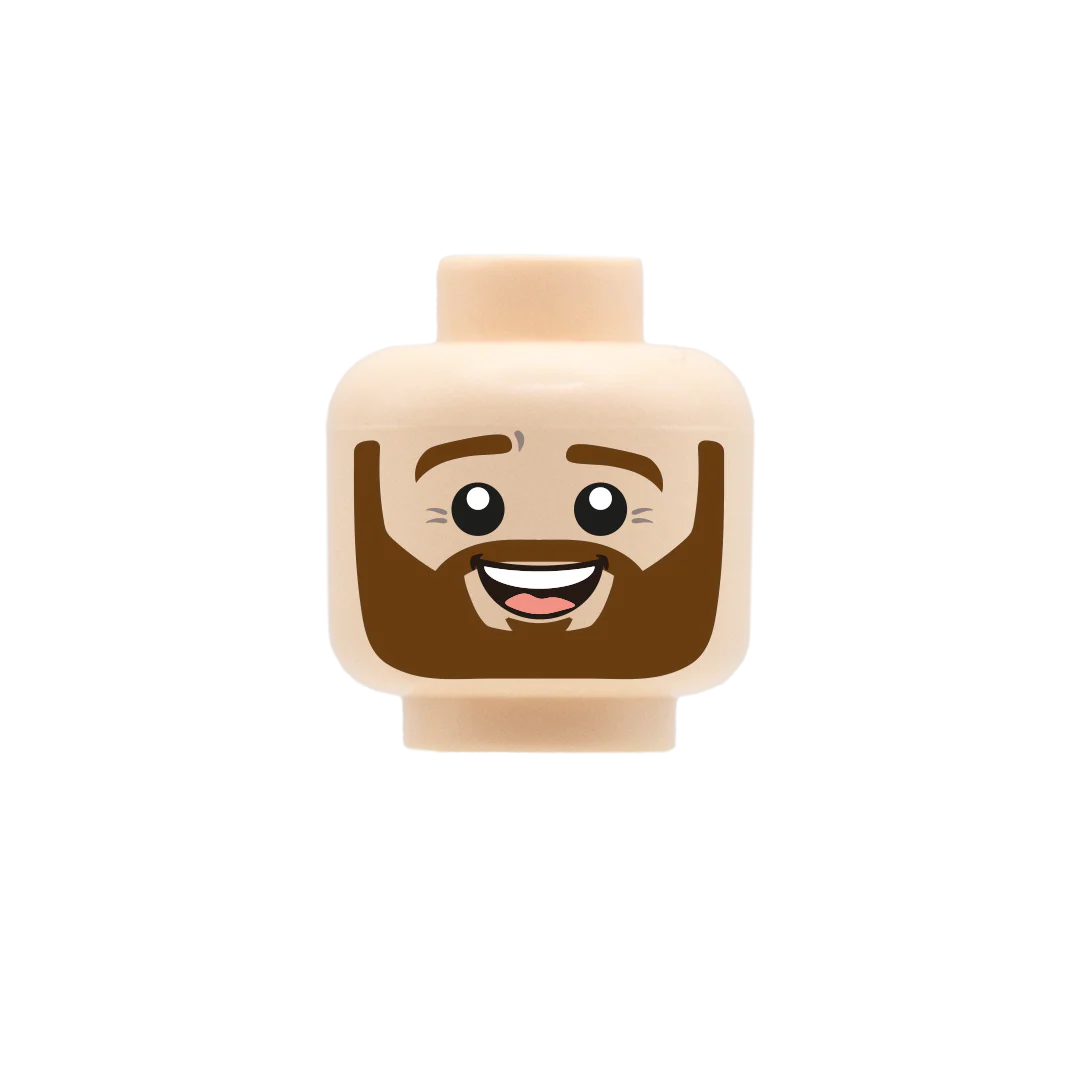 Brown Beard Cute Smile - Custom Printed Minifigure Head - Image 2