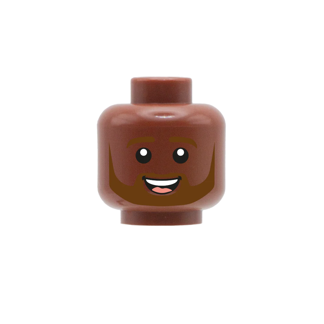 Brown Beard Open Smile - Custom Printed Minifigure Head - Image 5