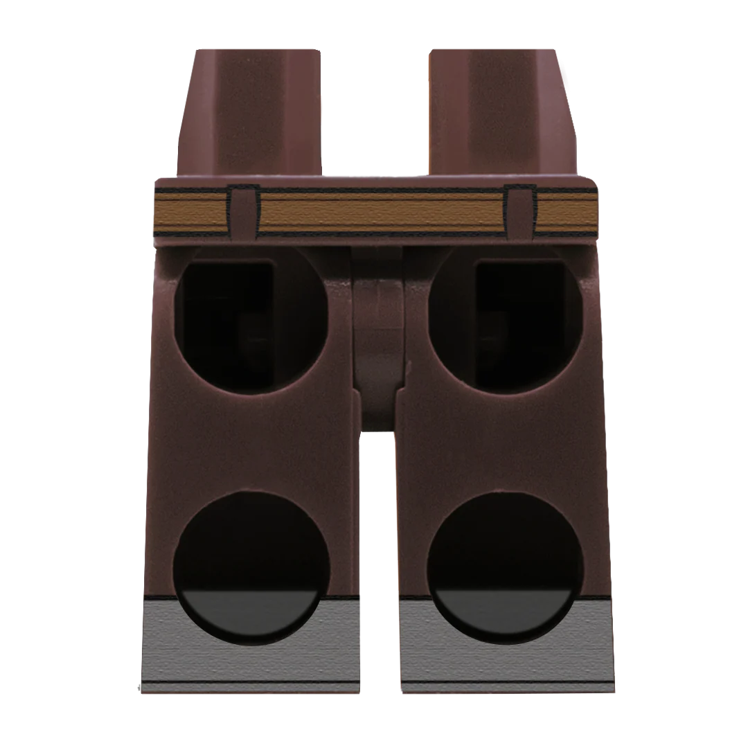 Dark Brown Trousers with Belt - Custom Printed Minifigure Legs - Image 2