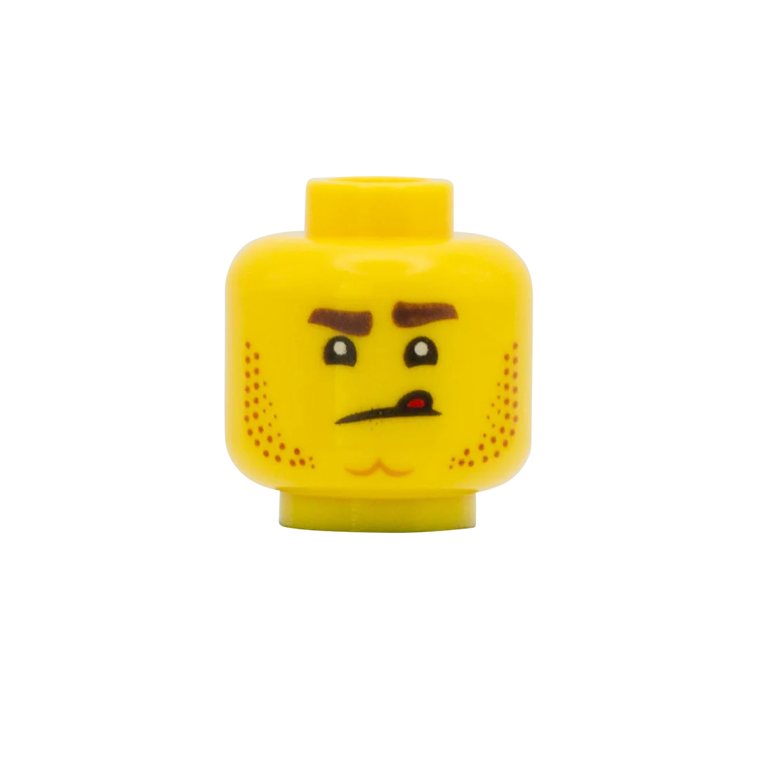 Stubble Grin / Tongue Out - LEGO Minifigure Head - Image 2