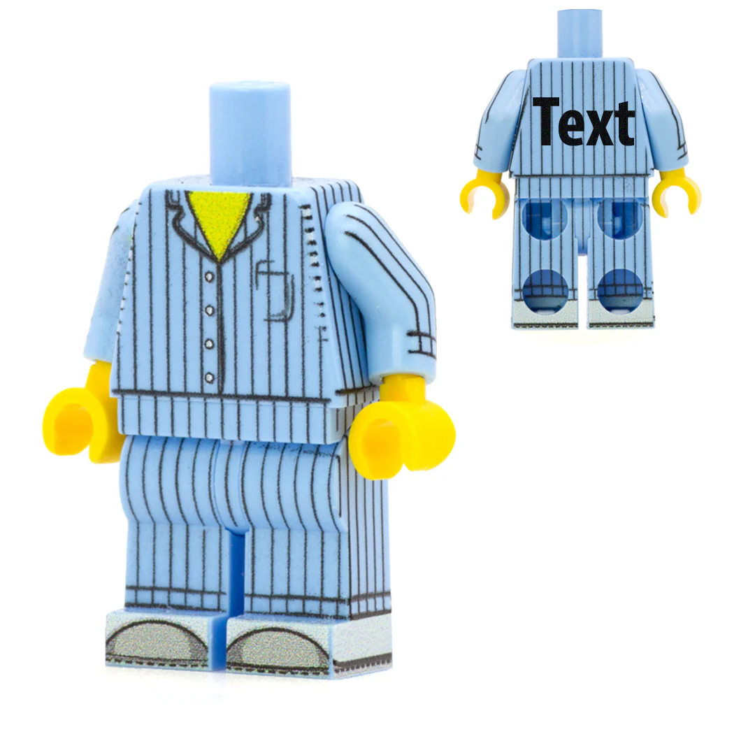 Button Up Pyjamas (No Head or Hair) - Custom Design Minifigure Outfit - Image 3