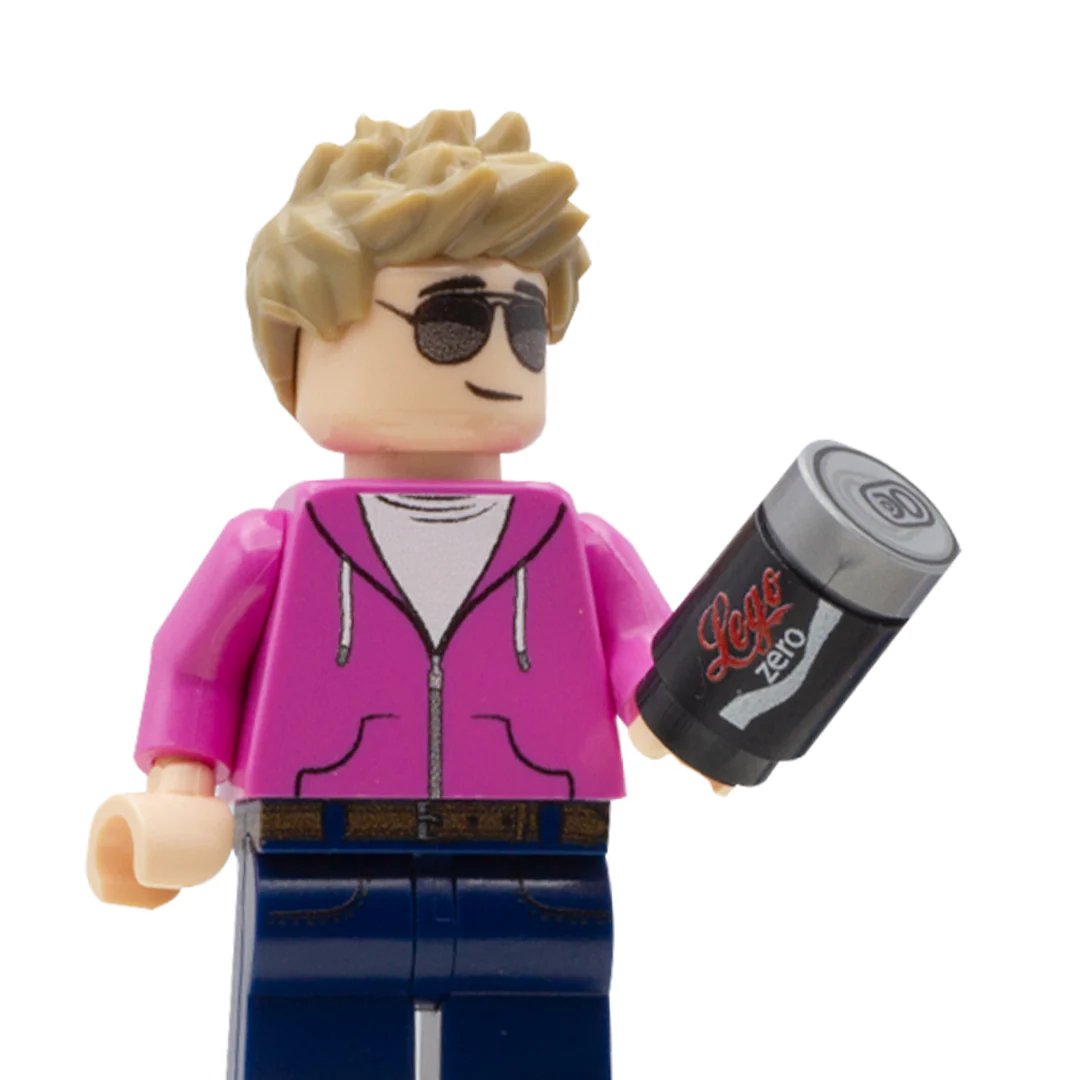 Pretend "Can of Cola Zero Sugar" - Custom Design Brick and 1 x 1 Round Tile (Plastic Toy) - Image 2