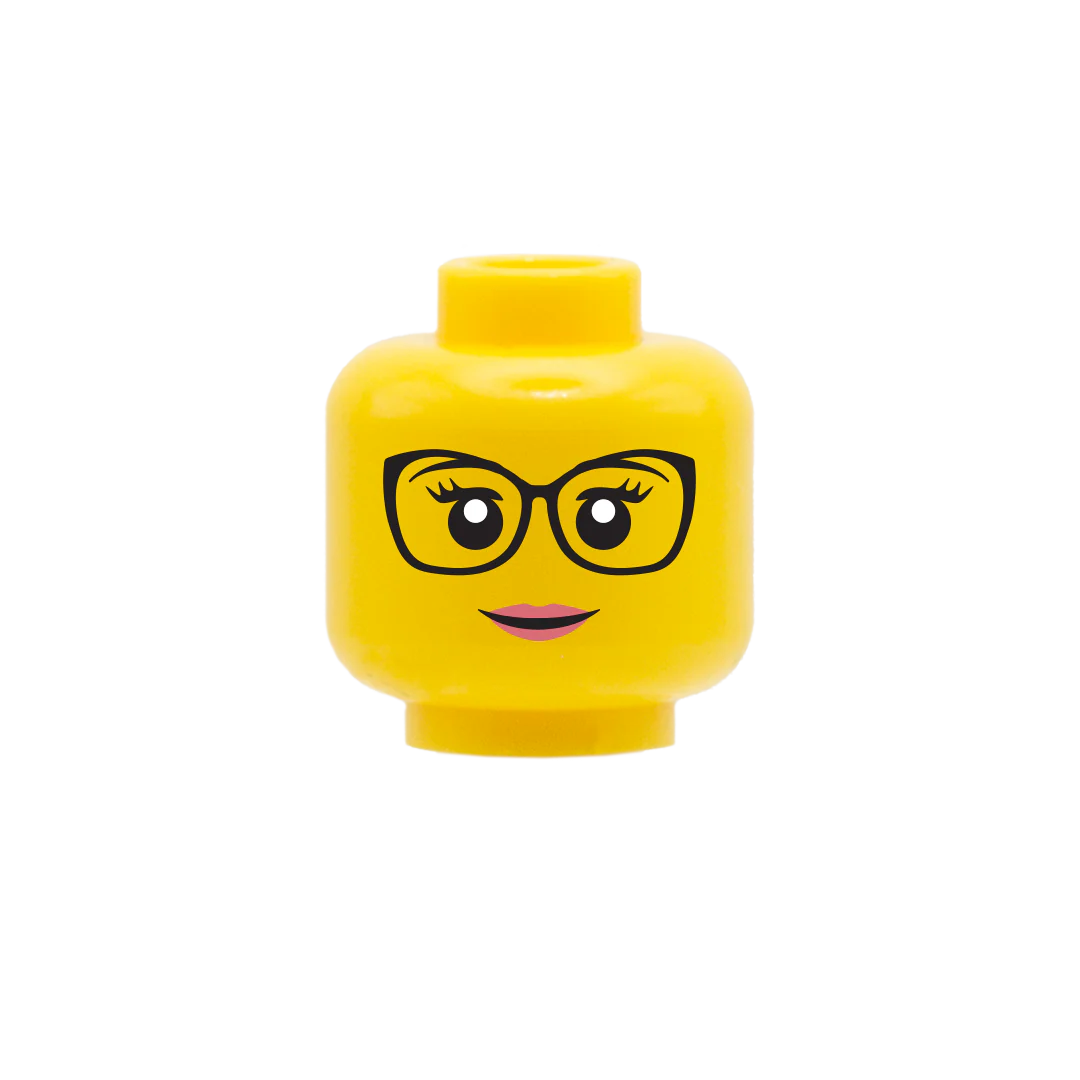 Cat Eye Glasses Smile - Custom Printed Minifigure Head - Image 2