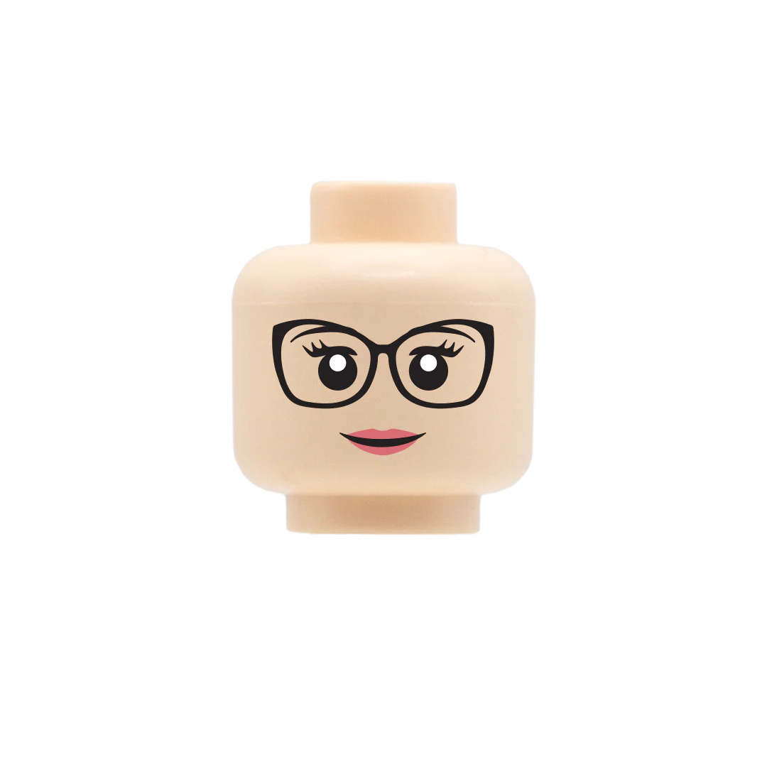 Cat Eye Glasses Smile - Custom Printed Minifigure Head - Image 3