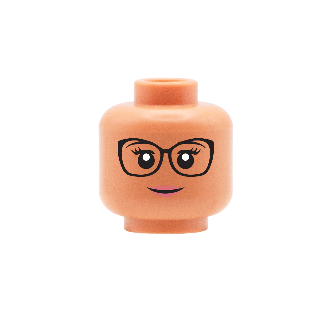 Cat Eye Glasses Smile - Custom Printed Minifigure Head - Image 4