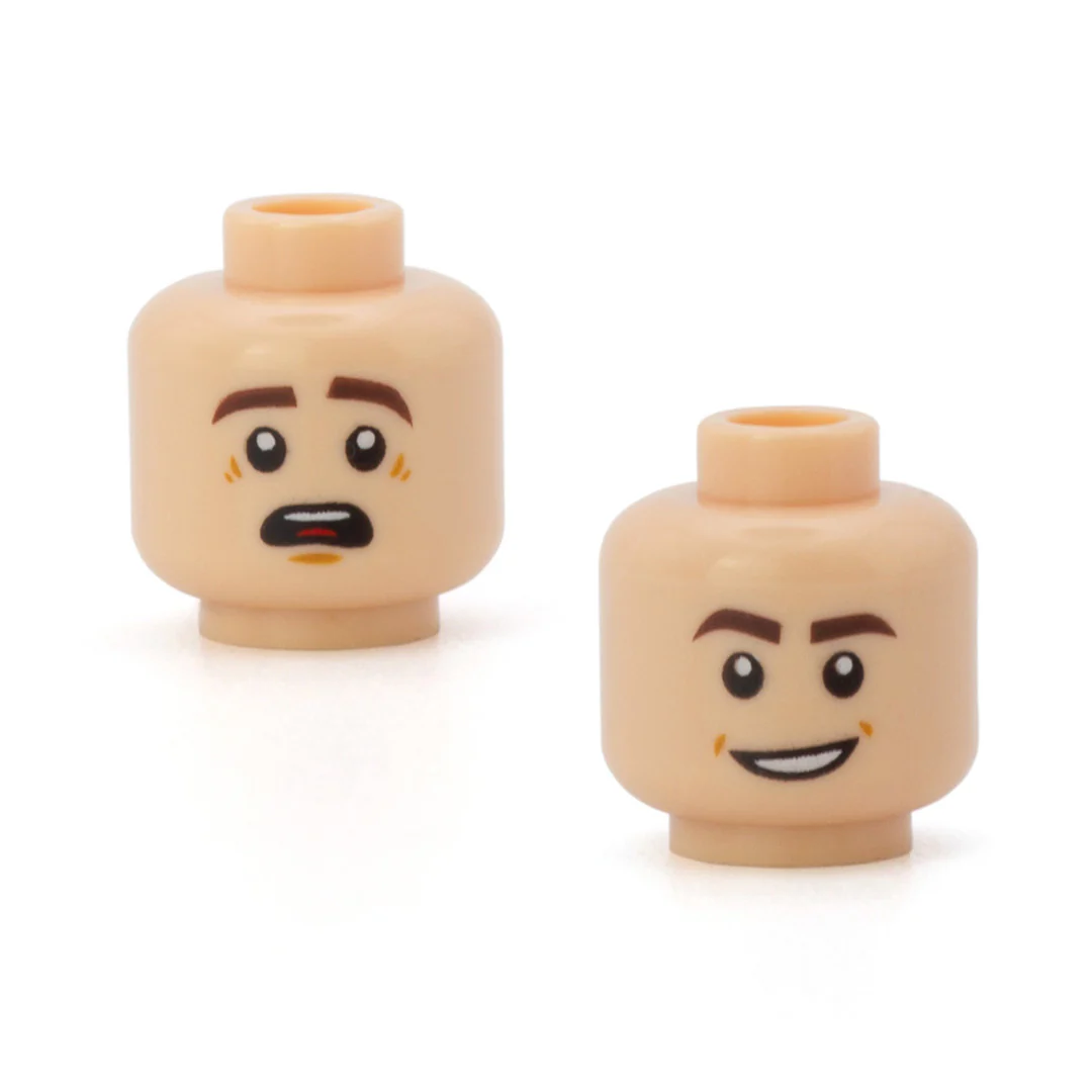 Scared Face / Cheeky Smile (Light Flesh)- LEGO Minifigure Head - Image 3