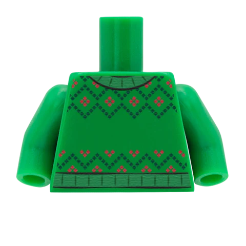 Classic Fair Isle Christmas Jumper - Custom Design Minifigure Torso - Image 3