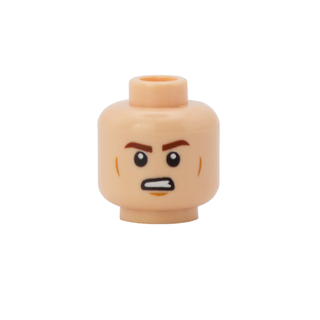 Closed Smile / Growl with Defined Cheekbones - LEGO Minifigure Head - Image 2