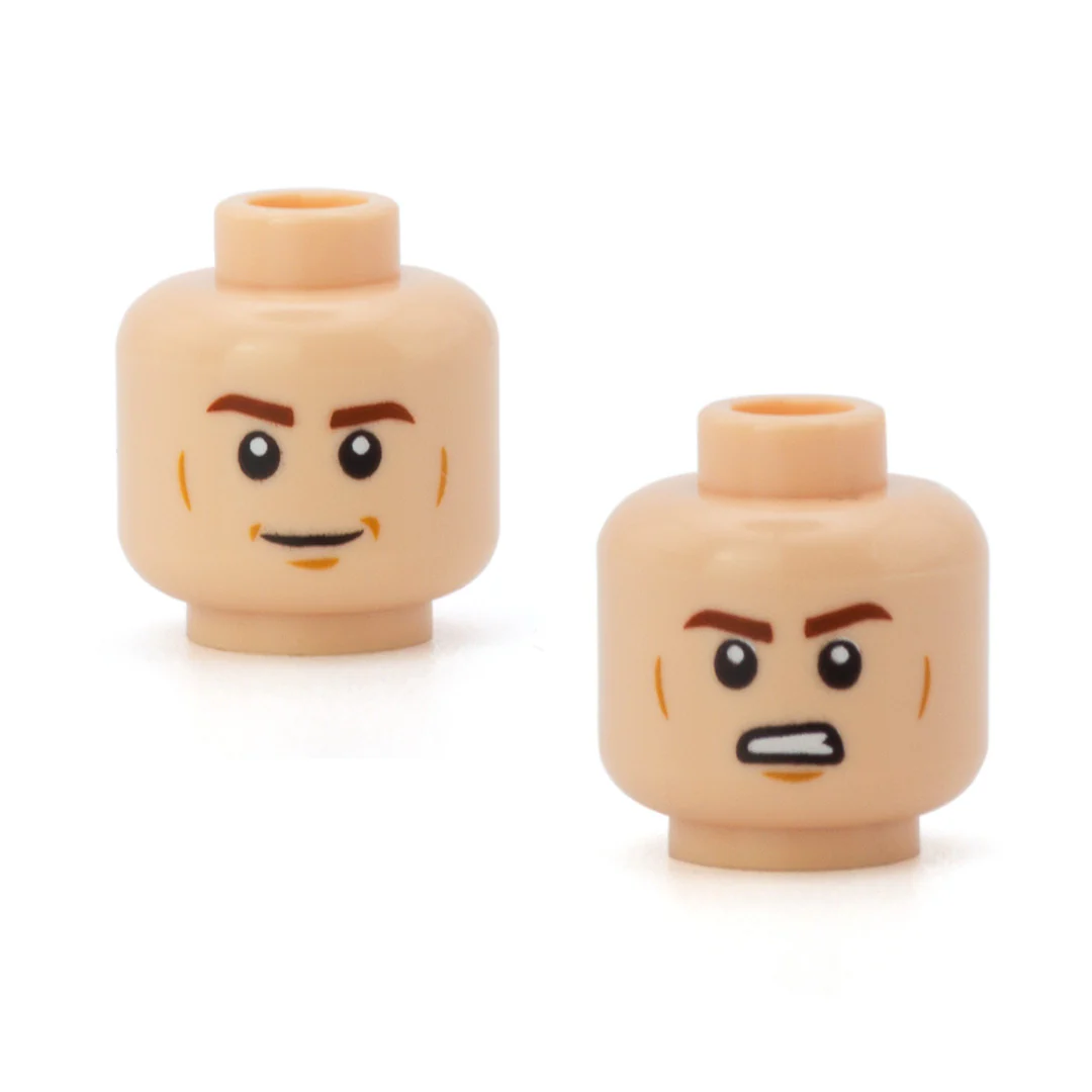 Closed Smile / Growl with Defined Cheekbones - LEGO Minifigure Head - Image 3
