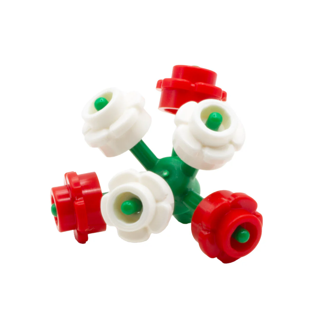 Bunch of Red and White LEGO Flowers - Minifigure Accessory