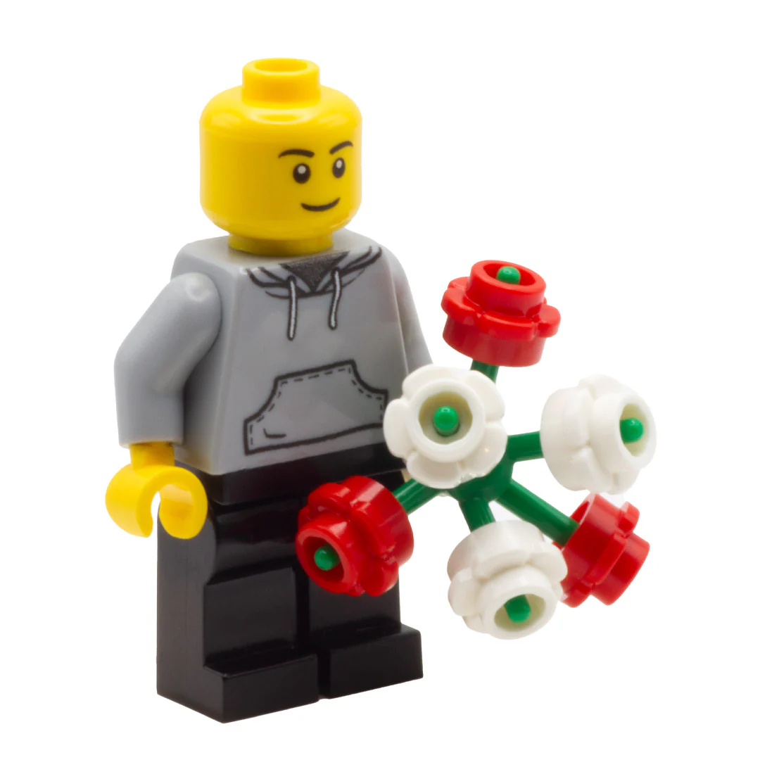 Bunch of Red and White LEGO Flowers - Minifigure Accessory - Image 2