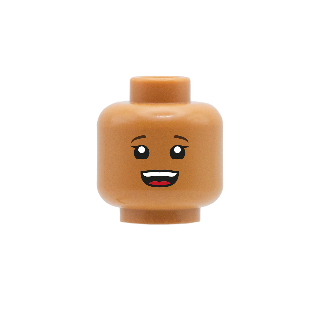 Child Head with Open Smile and Eyelashes - Custom Printed Minifigure Head - Image 2