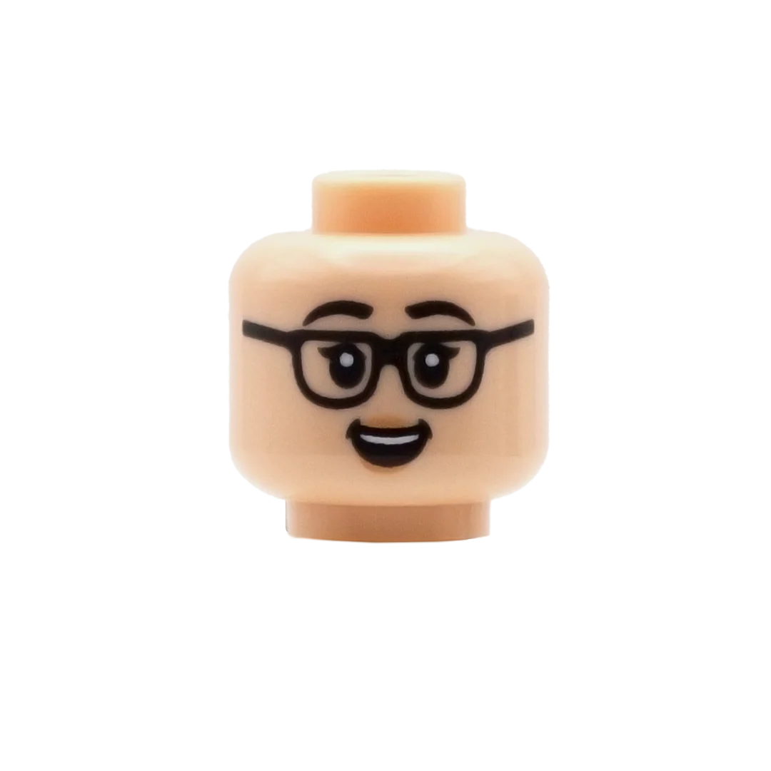 Glasses with Flicked Eyelashes and Surprised Open Smile - LEGO Minifigure Head