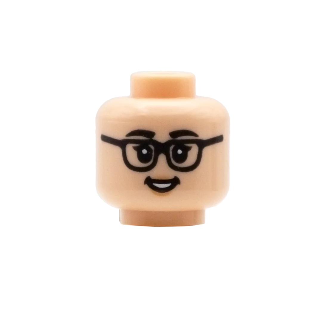Glasses with Flicked Eyelashes and Surprised Open Smile - LEGO Minifigure Head - Image 2
