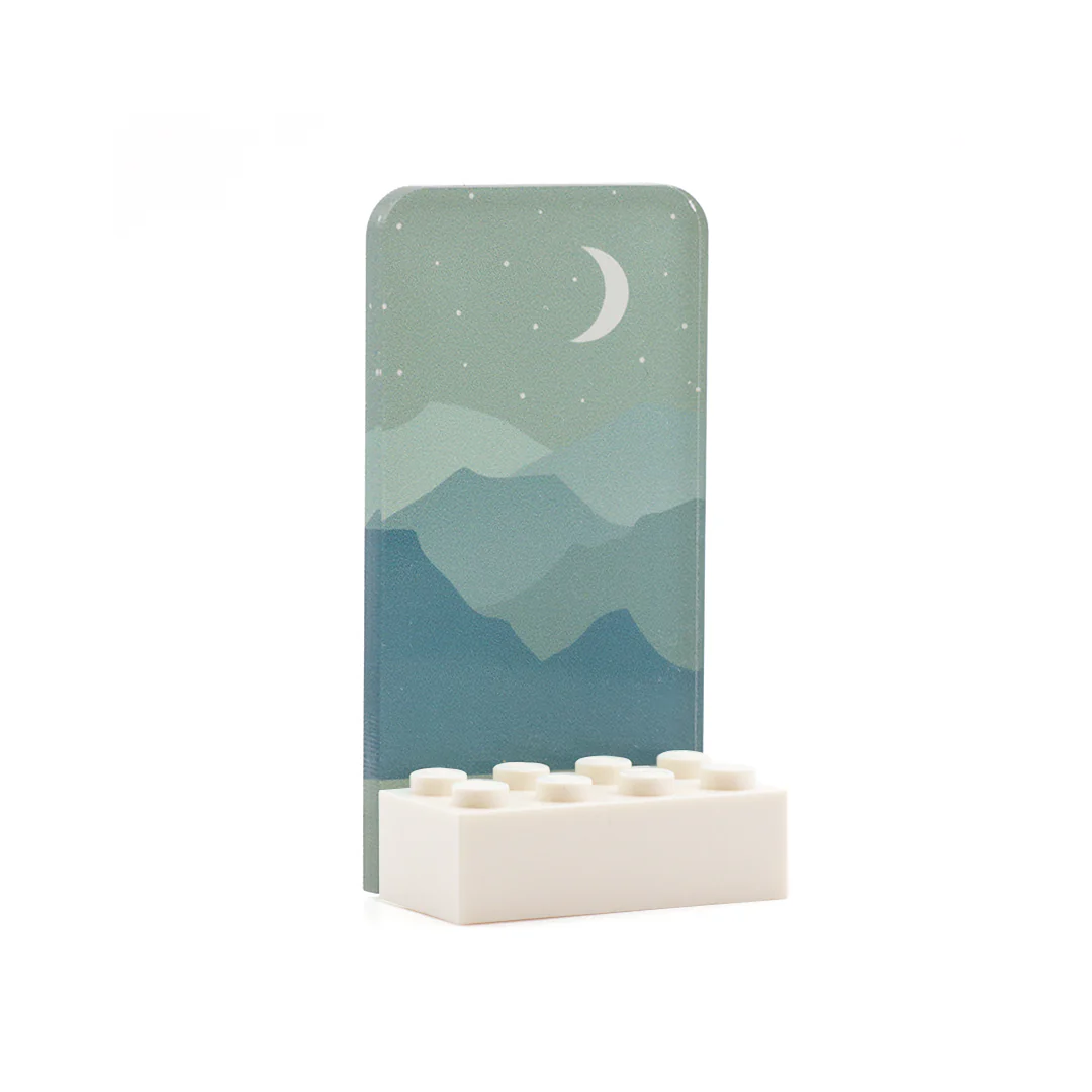 Crescent Moon Single Display - Laser Cut Display with LEGO Brick - Image 3