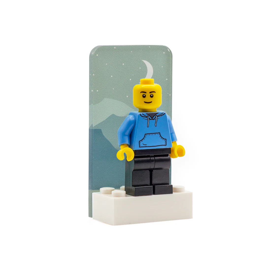 Crescent Moon Single Display - Laser Cut Display with LEGO Brick - Image 4
