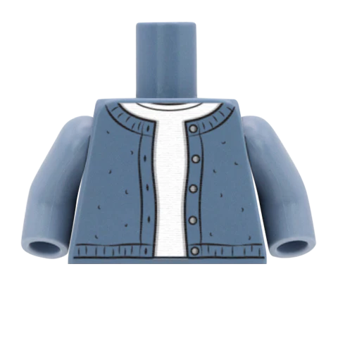 Crew Neck Open Cardigan - Custom Design Minifigure Torso